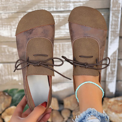 Top view of Casual Lace-Up Loafers, showcasing the lacing detail and the open toe design.