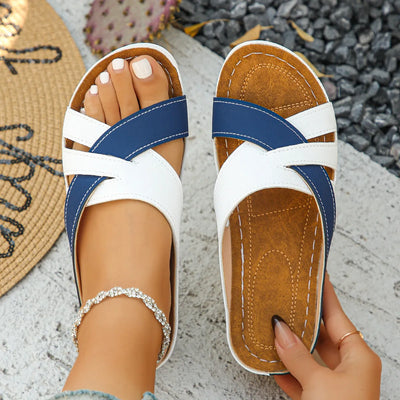 Top view of Cutout Open Toe Wedge Sandals, emphasizing open toe and stylish strap arrangement.