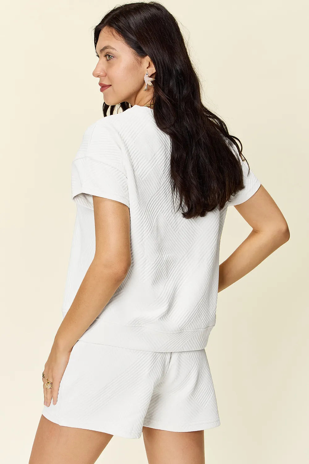 Angled close-up of the textured T-shirt in Double Take Texture Set, highlighting fabric detail.