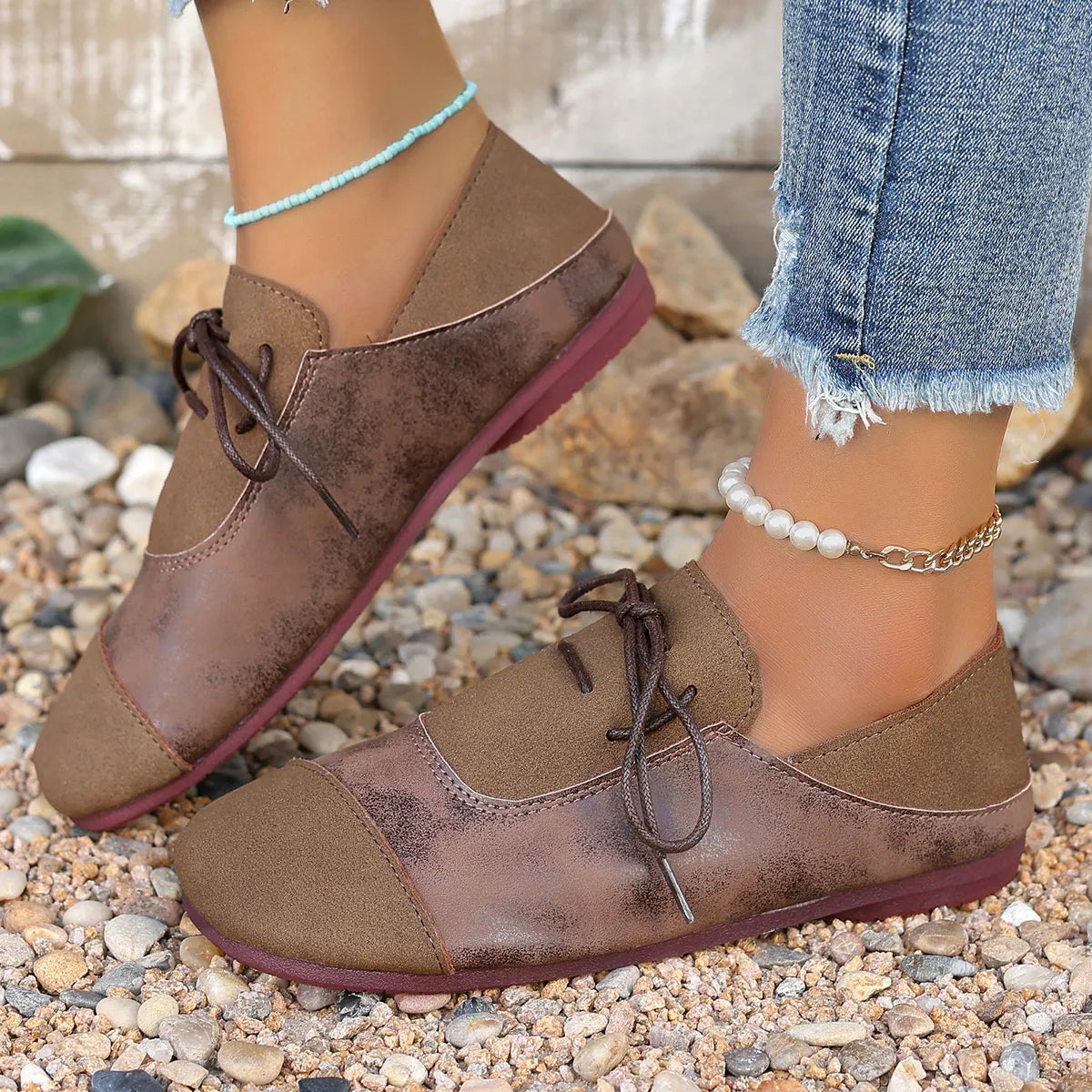 Close-up of the insole of Casual Lace-Up Loafers, highlighting the comfort and foot support.