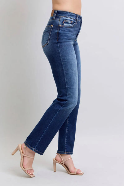 Back view highlighting the design of Judy Blue Full Size Washed Straight Leg Jeans with Pockets.