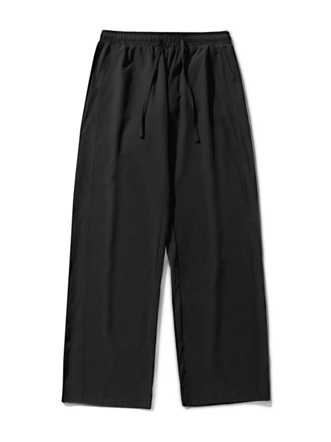 Back view highlighting the design of Men's Drawstring Wide Leg Pants in Black.