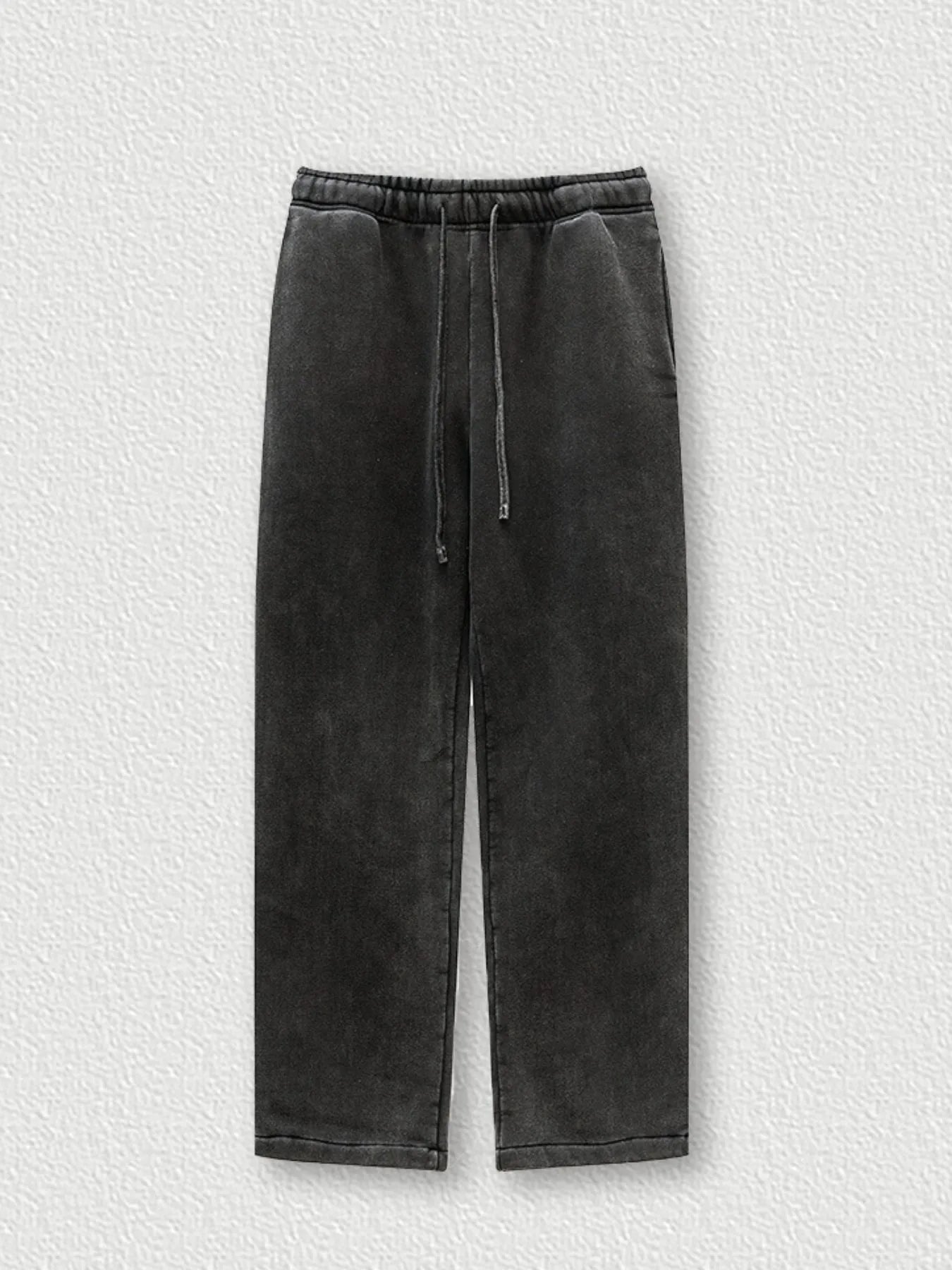 Front view of Men's Drawstring Wide Leg Pants in Medium Gray.