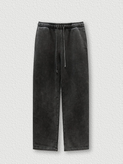 Front view of Men's Drawstring Wide Leg Pants in Medium Gray.