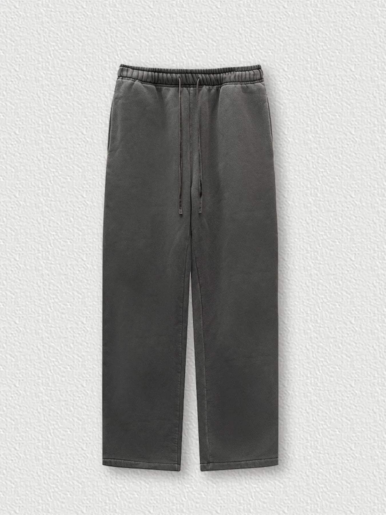 Back view highlighting the design of Men's Drawstring Wide Leg Pants in Medium Gray.