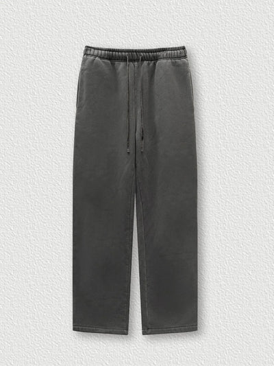 Back view highlighting the design of Men's Drawstring Wide Leg Pants in Medium Gray.