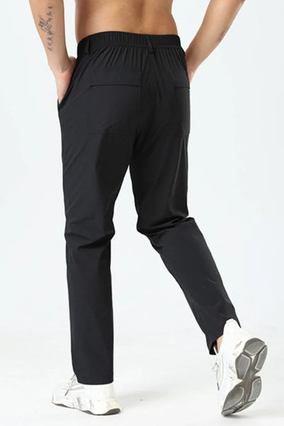 Back view highlighting the design of Men's Plus Size Casual Pocketed Pants in Black.