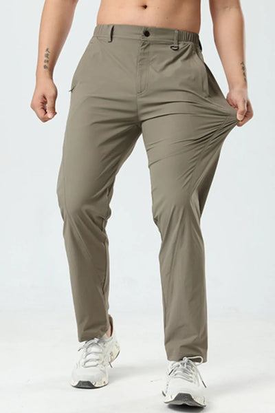 Front view of Men's Plus Size Casual Pocketed Pants in Gray
