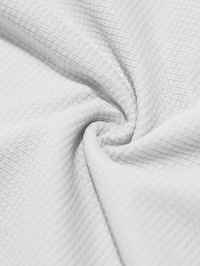 Model wearing Men's Round Neck Short Sleeve Top and Shorts Set in White from the back.