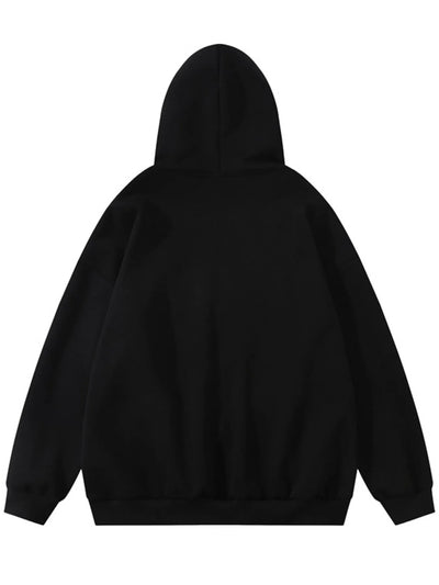 Side view showcasing the fit of Men's Zip-Up Hooded Jacket in Black.