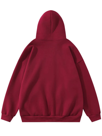 Side view showcasing the fit of Men's Zip-Up Hooded Jacket in Red.