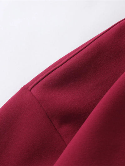 Close-up of the zipper detail on Men's Zip-Up Hooded Jacket in Red.