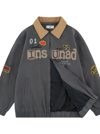 Front view of Men's Zip-Up Long Sleeve Jacket in Khaki.