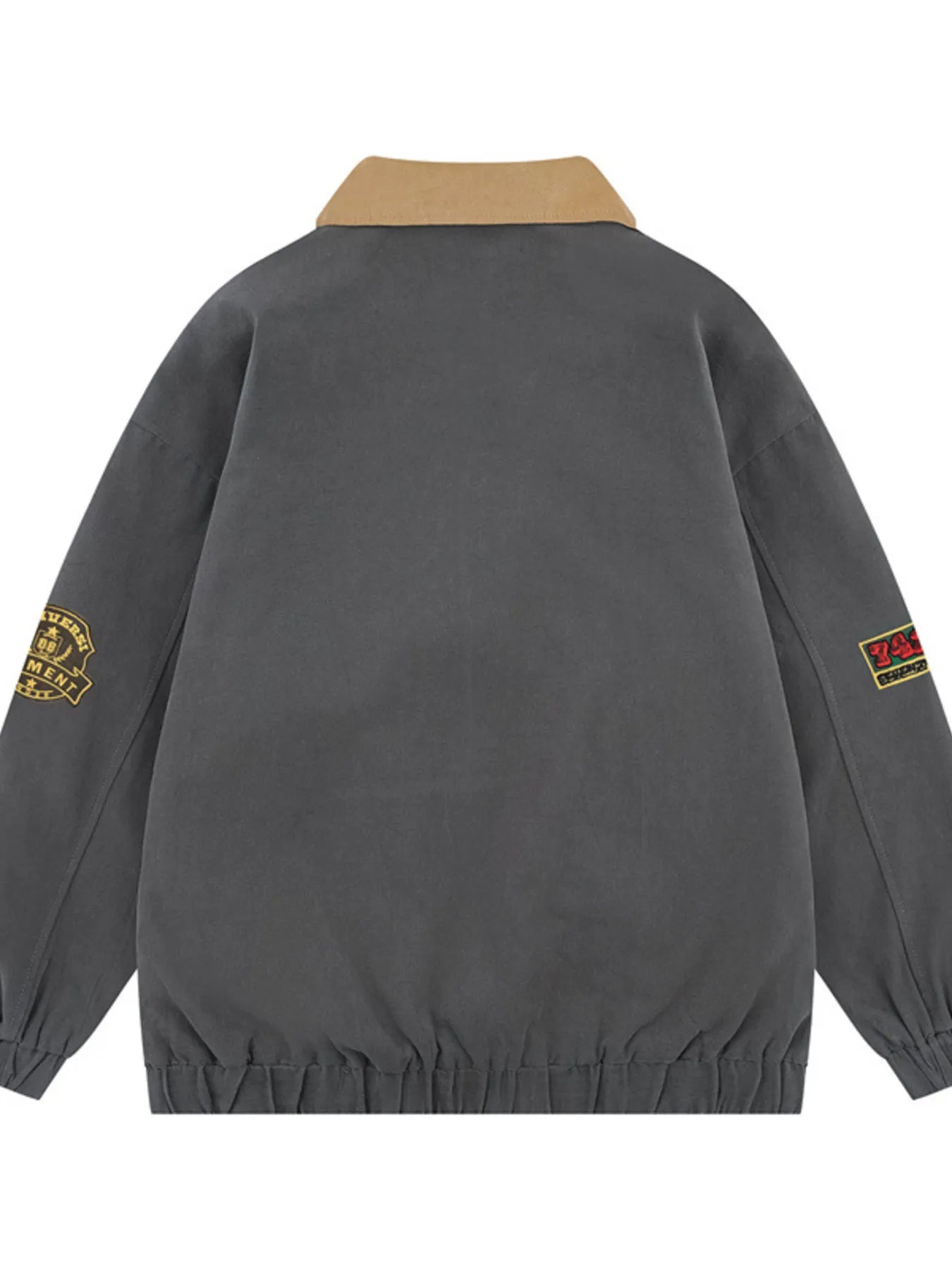 Side view showcasing the fit of Men's Zip-Up Long Sleeve Jacket in Khaki.