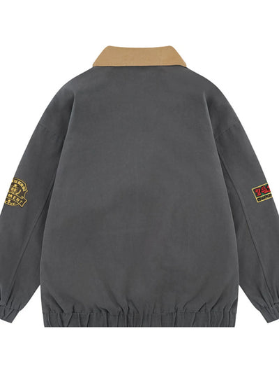 Side view showcasing the fit of Men's Zip-Up Long Sleeve Jacket in Khaki.