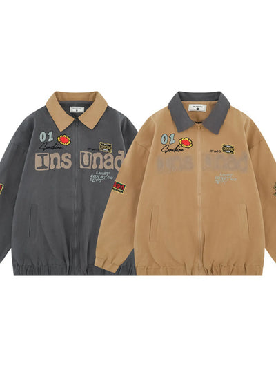 Model wearing Men's Zip-Up Long Sleeve Jacket in Khaki