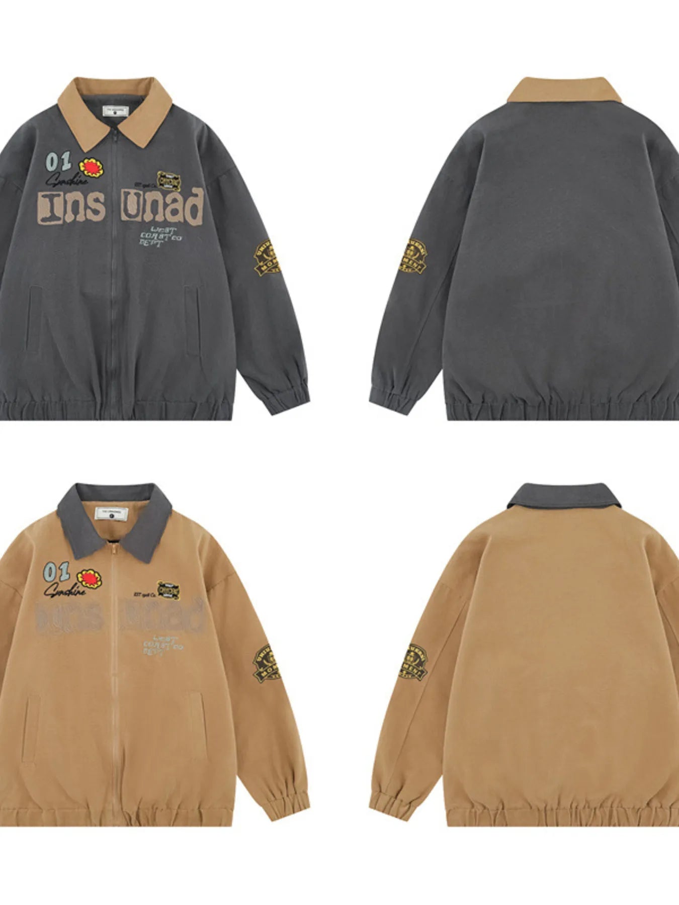 Flat lay of Men's Zip-Up Long Sleeve Jacket in Khaki.