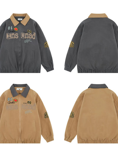 Flat lay of Men's Zip-Up Long Sleeve Jacket in Khaki.