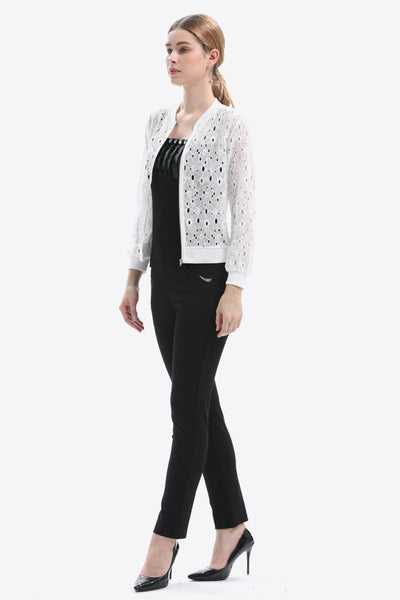 Flat lay of Openwork Zip-Up Jacket in white