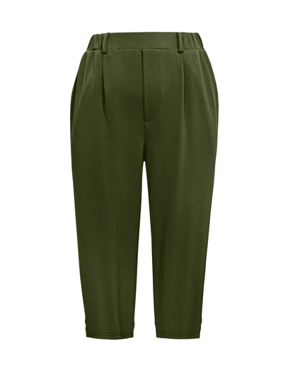 Flat lay of pleated detail pants in black forest