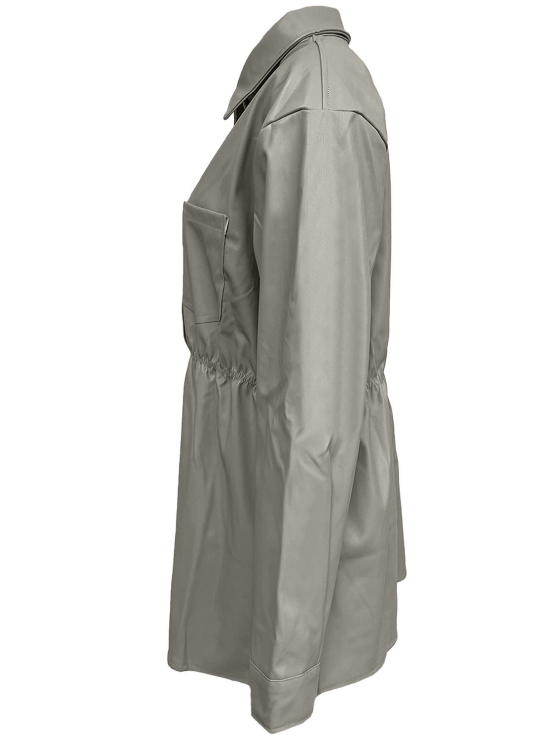 Model wearing Snap Down Collared Jacket in Matcha Green