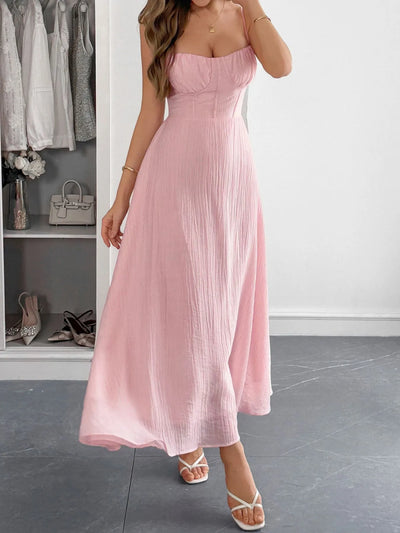 Front view of Sweetheart Neck Cami Dress in Pink