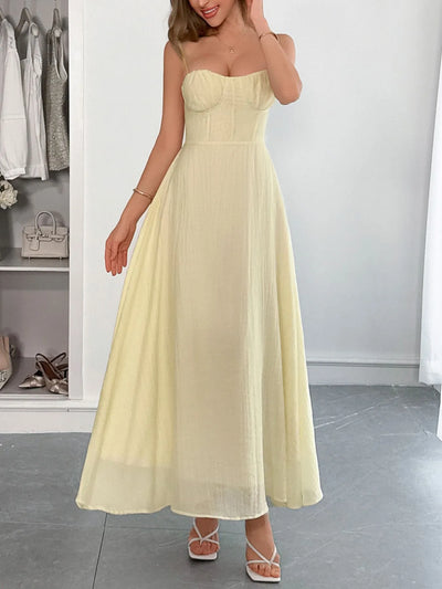 Front view of Sweetheart Neck Cami Dress in Tan