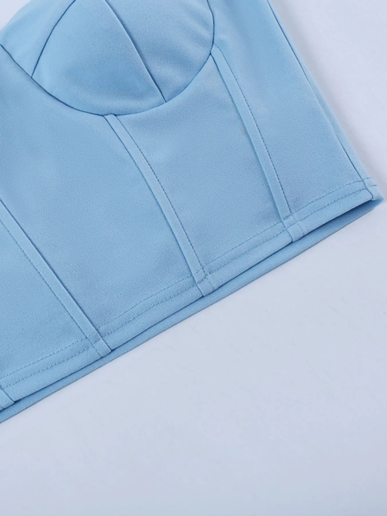 Close-up of fabric texture on Sweetheart Neck Tube Top in Blue
