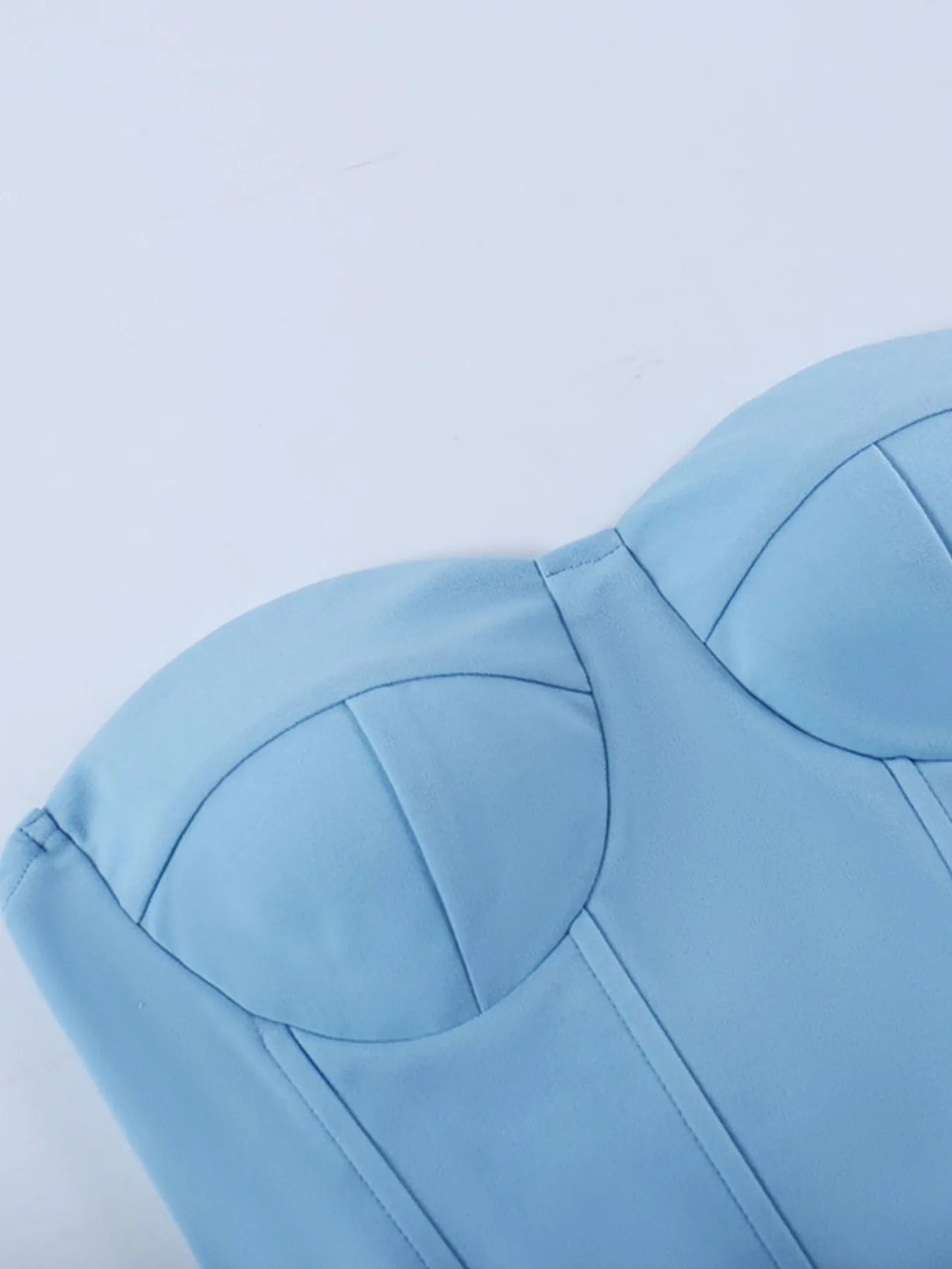 Model wearing Sweetheart Neck Tube Top in Blue