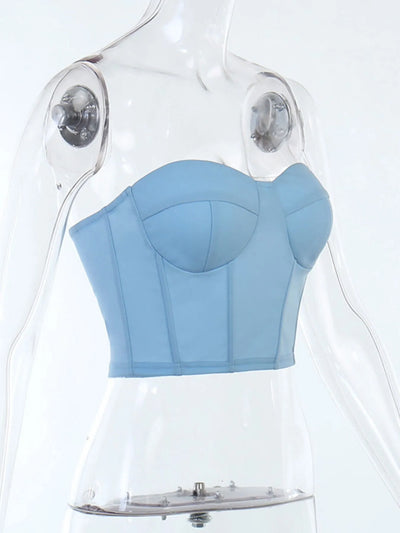 Flat lay of Sweetheart Neck Tube Top in Blue