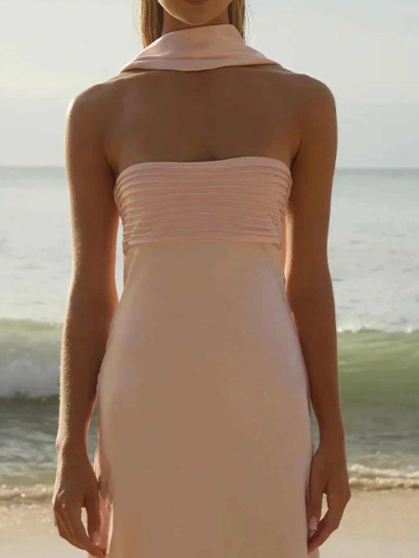 Back view highlighting the design of Tube Mermaid Maxi Dress in Pink