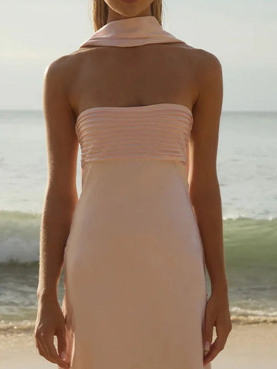 Back view highlighting the design of Tube Mermaid Maxi Dress in Pink