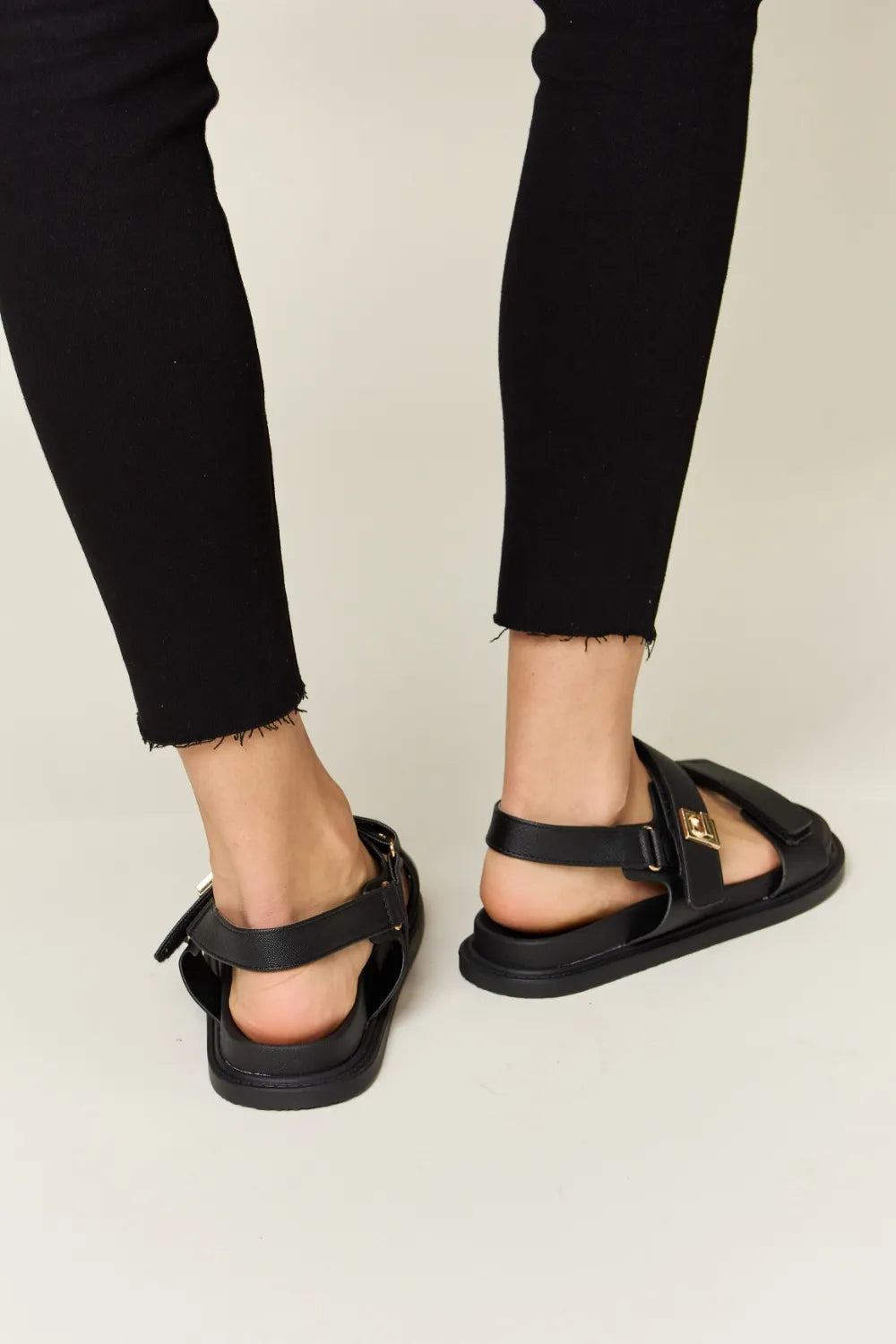 Back view of Wild Diva Velcro Double Strap Slingback Sandals, showcasing the comfortable slingback fit.