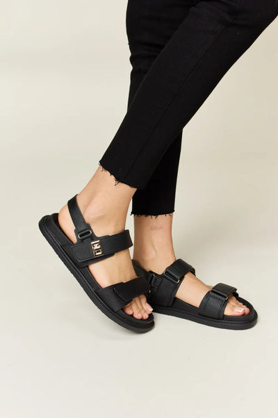 Front view of Wild Diva Velcro Double Strap Slingback Sandals, showcasing the sleek design with double straps and a comfortable slingback style.