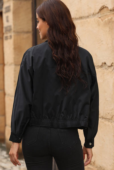 Side view of Zip-Up Collared Jacket, highlighting the clean lines and modern, tailored fit.